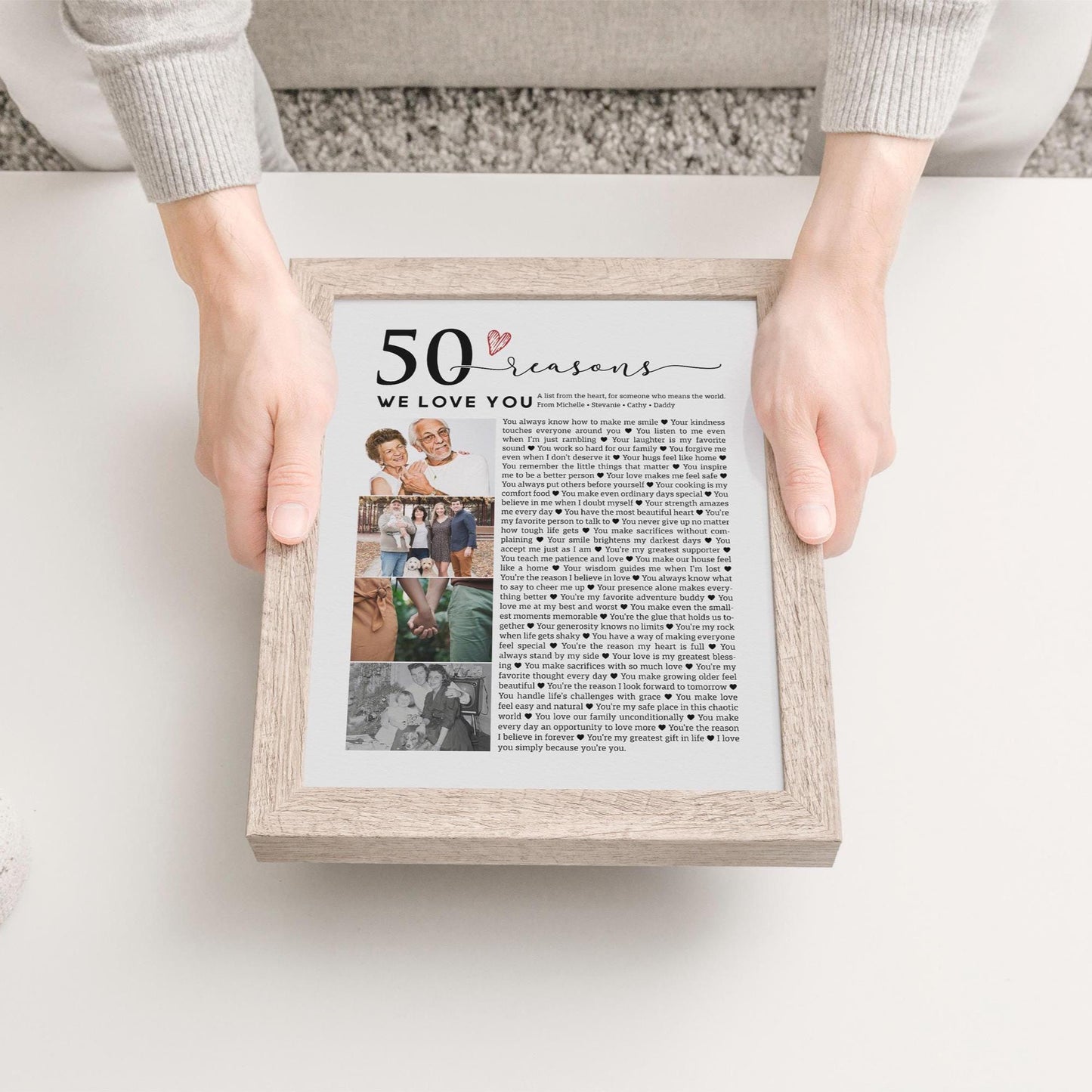 50 Reasons We Love You Photo Collage - Personalized Canvas Print
