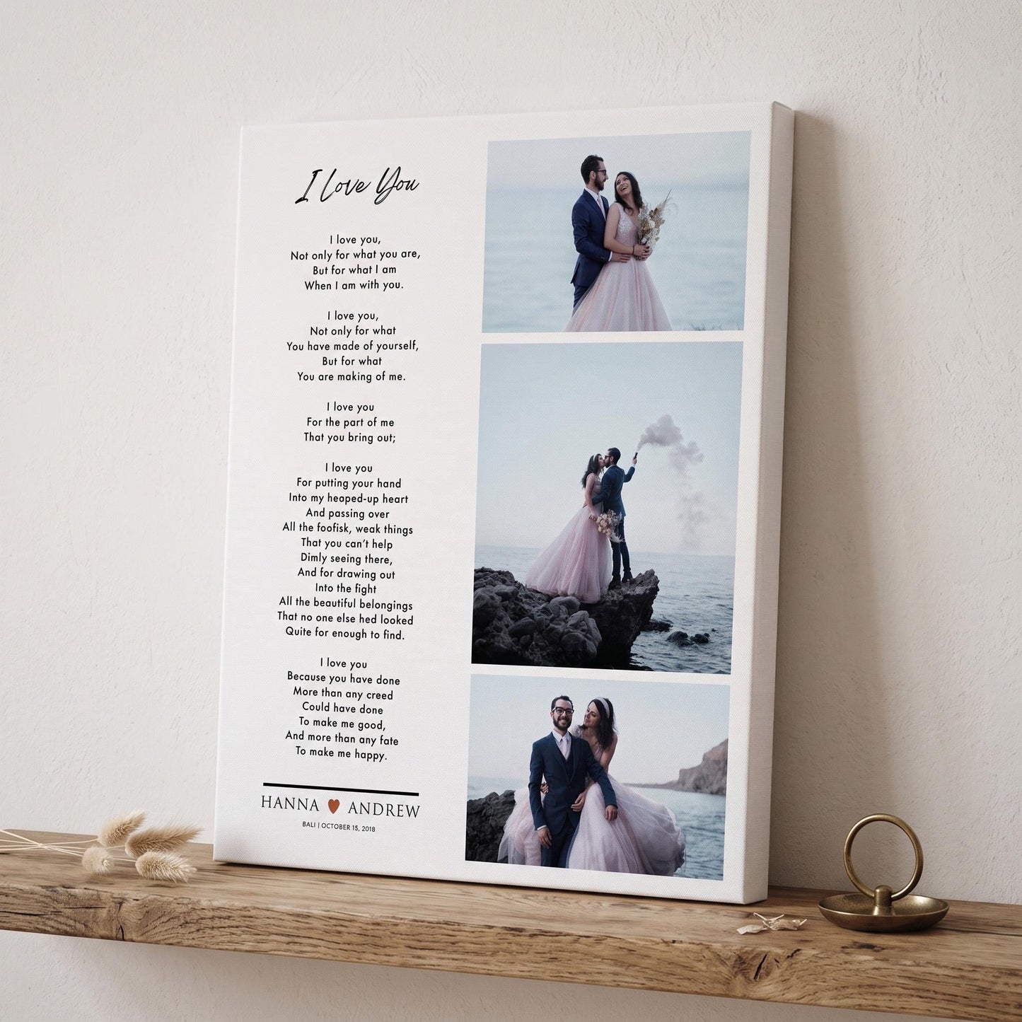 Custom Picture Frame Wedding Photo Collage: Poem Anniversary Gift for Husband Wife