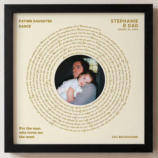Father Daughter Dance: Wedding Song, Custom Vinyl Lyrics Print for Bride and Christmas Gift