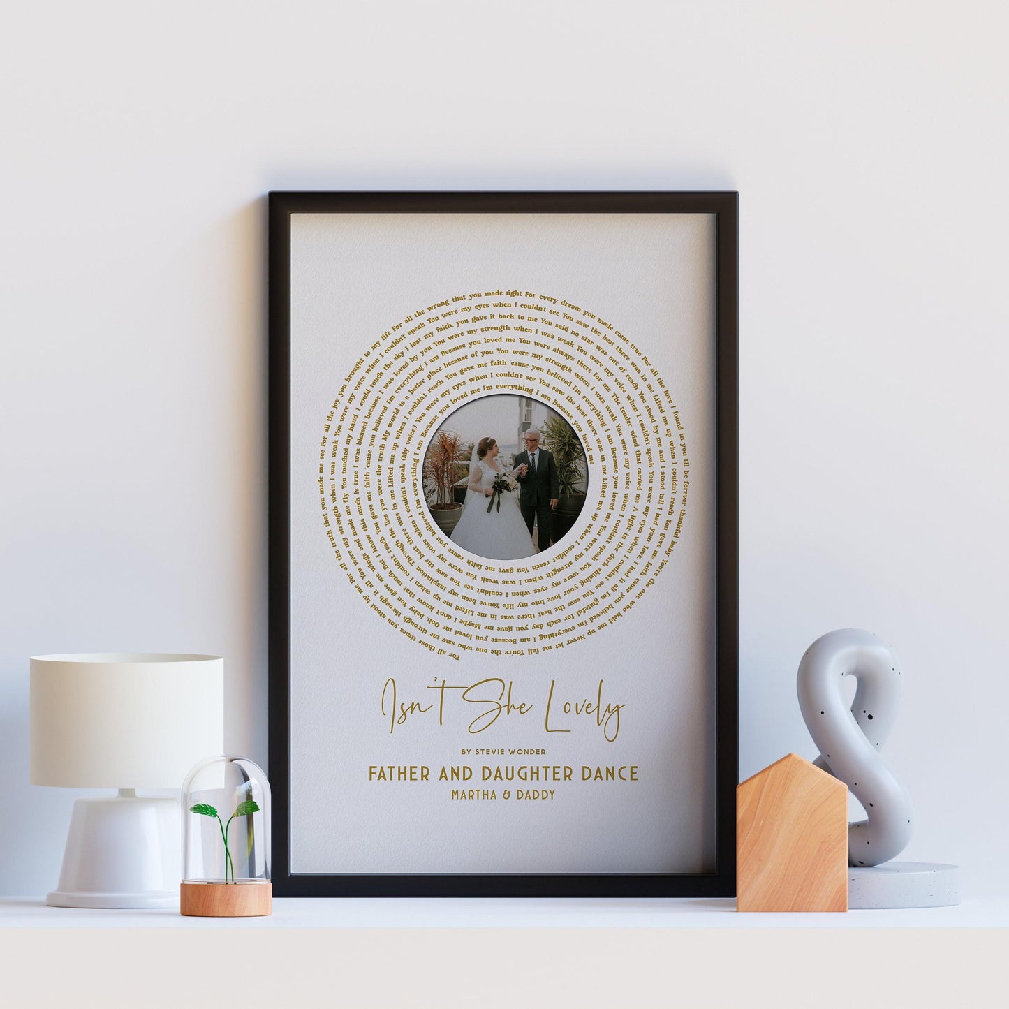 Father of the Bride Gift: Sentimental Song Lyrics Wall Art for Christmas Keepsake