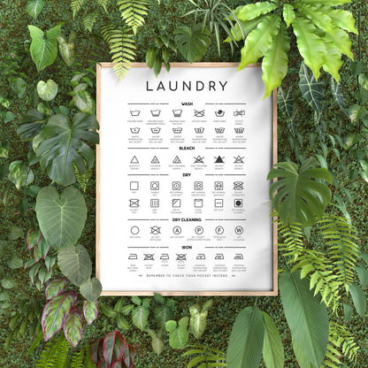 Laundry Symbols Print and Stain Removal Instruction Wall Art Decor