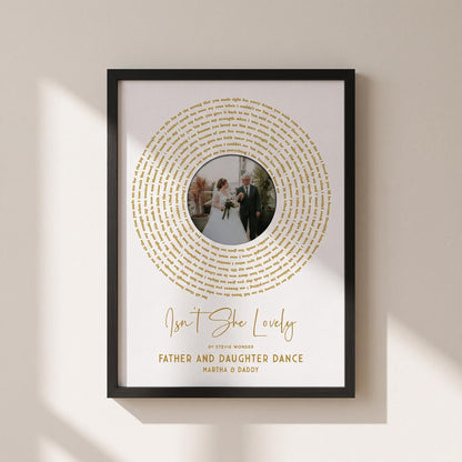 Father of the Bride Gift: Sentimental Song Lyrics Wall Art for Christmas Keepsake