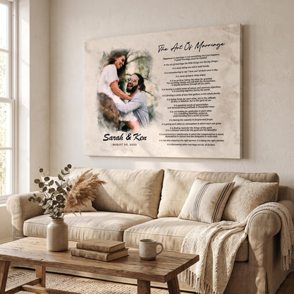 Art of Marriage Poem Print: Personalized Watercolor Couple Art Wedding Anniversary Gift