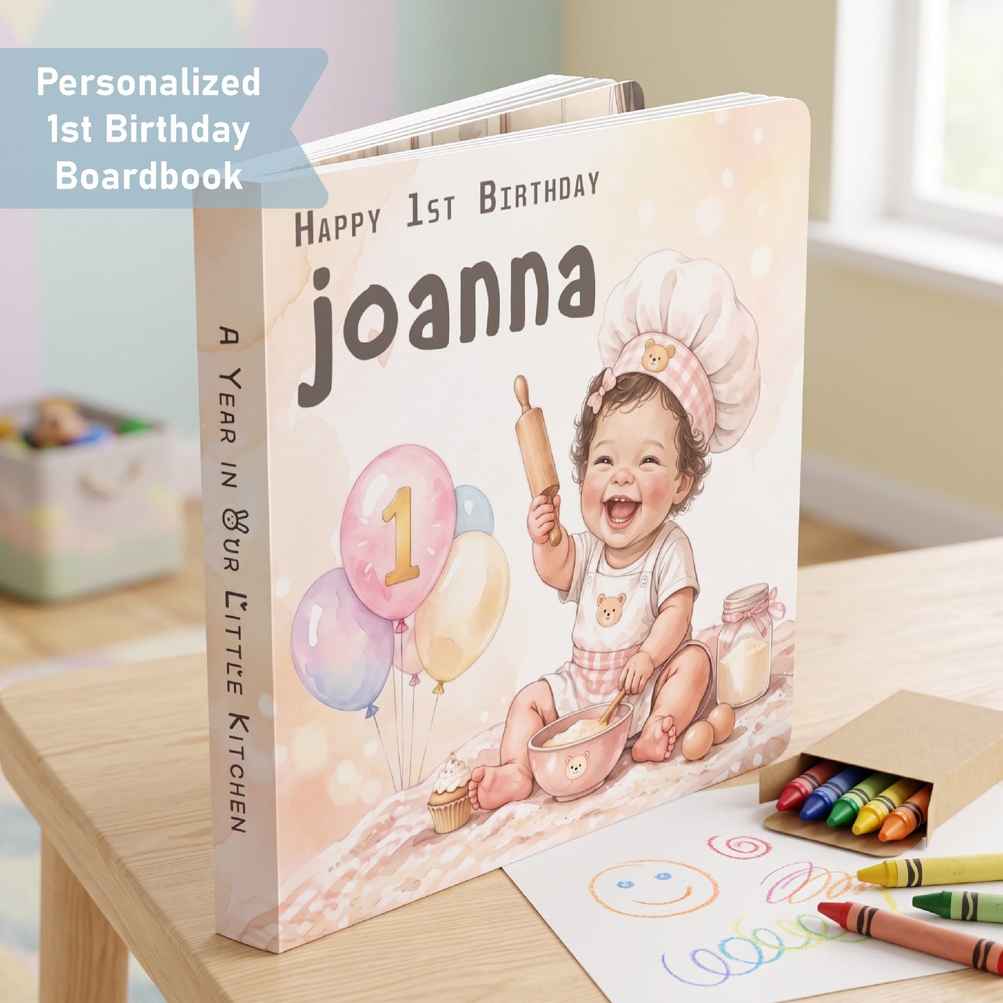 Personalized 1st Birthday Board Book: Custom Name & Character Storybook