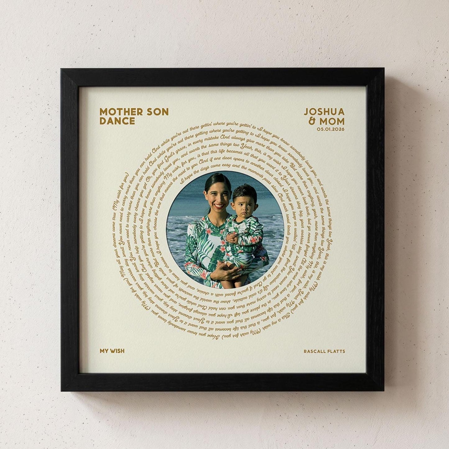 Mother of The Groom Gift: Mom Son Dance Song Lyrics - Custom Vinyl Print Framed Picture