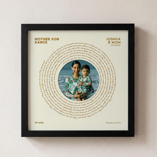 Mother of The Groom Gift: Mom Son Dance Song Lyrics - Custom Vinyl Print Framed Picture