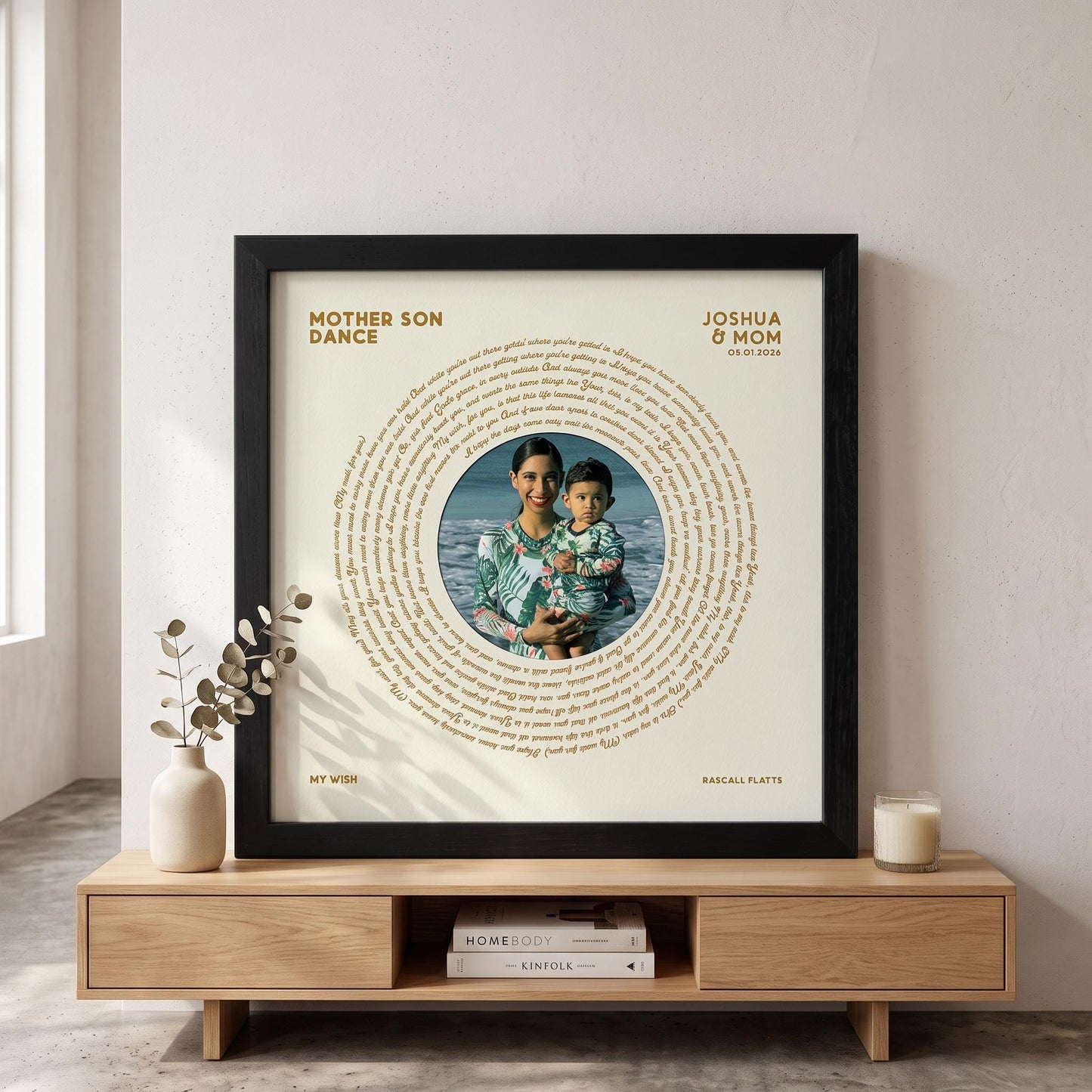 Mother of The Groom Gift: Mom Son Dance Song Lyrics - Custom Vinyl Print Framed Picture