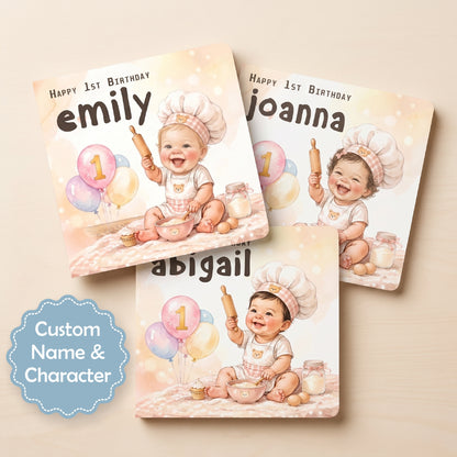 Personalized 1st Birthday Board Book: Custom Name & Character Storybook