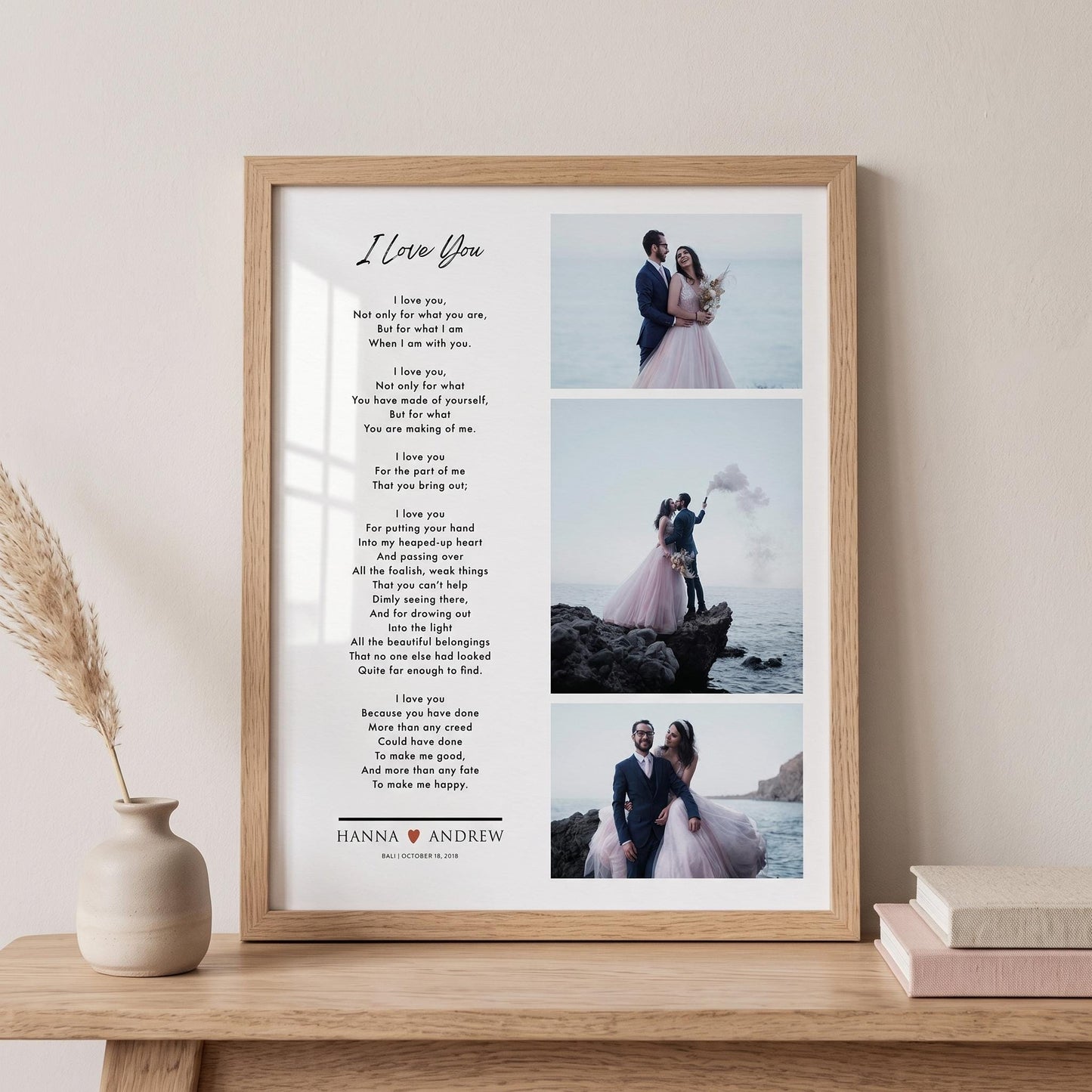 Custom Picture Frame Wedding Photo Collage: Poem Anniversary Gift for Husband Wife