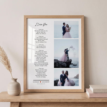 Custom Picture Frame Wedding Photo Collage: Poem Anniversary Gift for Husband Wife