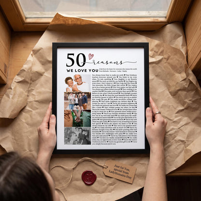 50 Reasons We Love You Photo Collage - Personalized Canvas Print