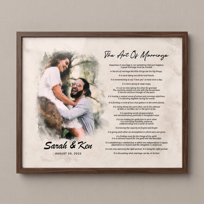 Art of Marriage Poem Print: Personalized Watercolor Couple Art Wedding Anniversary Gift