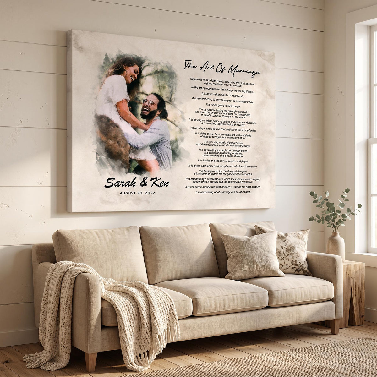 Art of Marriage Poem Print: Personalized Watercolor Couple Art Wedding Anniversary Gift