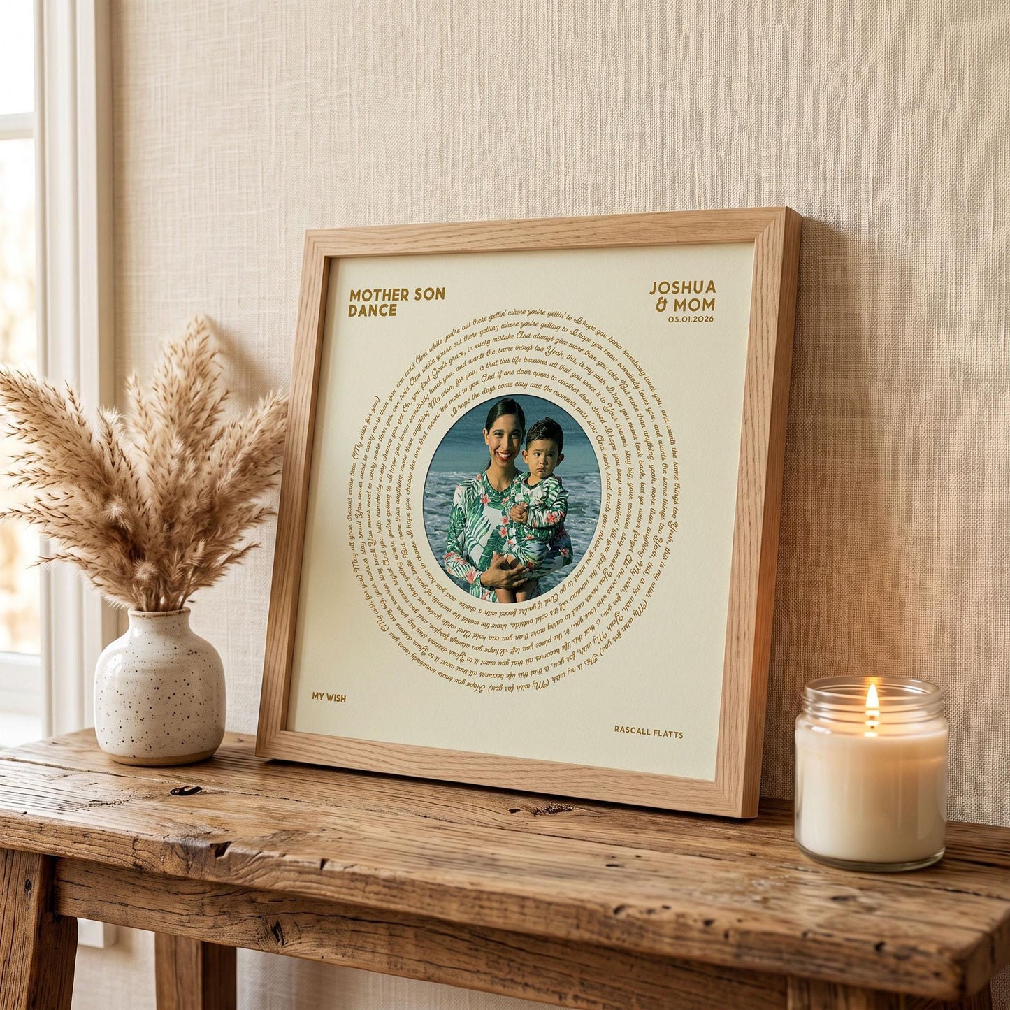 Mother of The Groom Gift: Mom Son Dance Song Lyrics - Custom Vinyl Print Framed Picture
