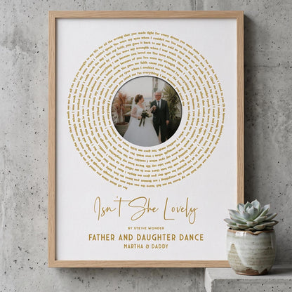 Father of the Bride Gift: Sentimental Song Lyrics Wall Art for Christmas Keepsake