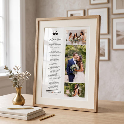 Custom Wedding Photo Collage Print with Poem, Anniversary Gift