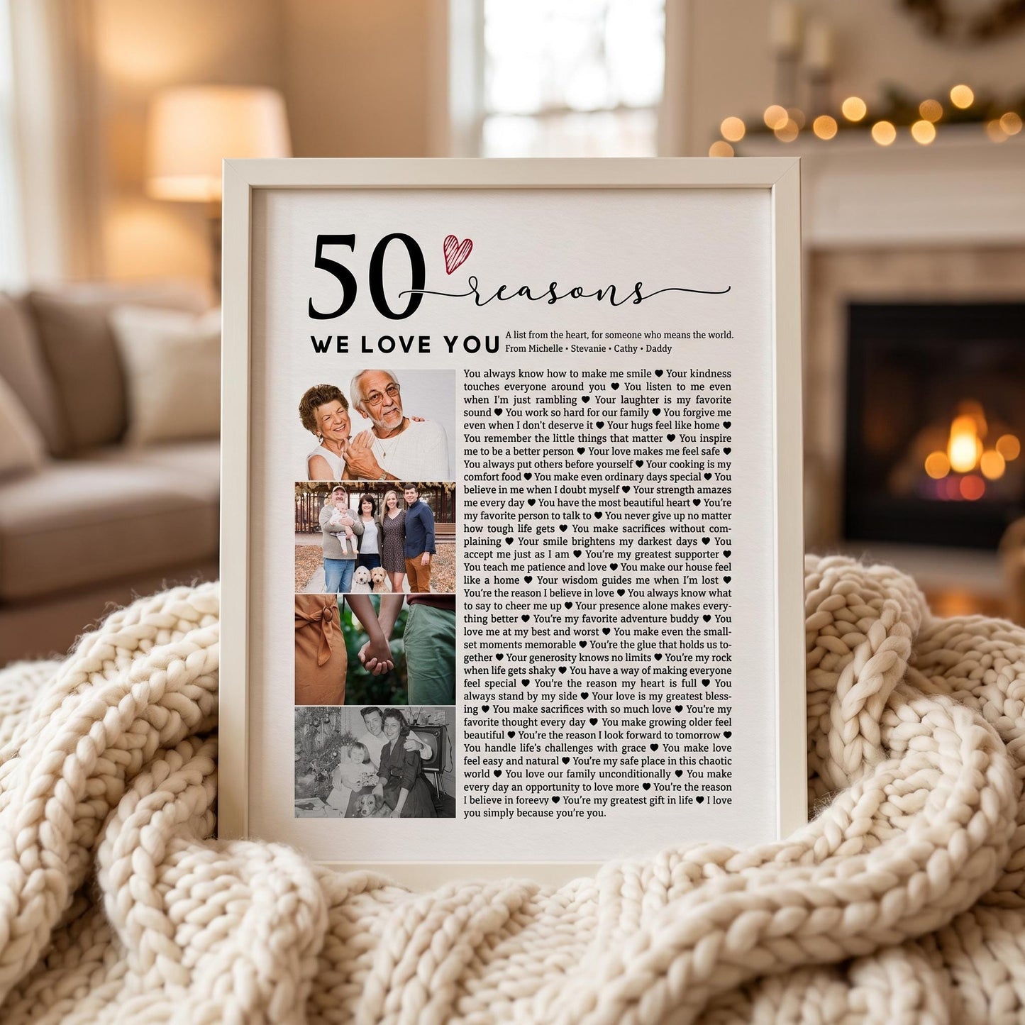50 Reasons We Love You Photo Collage - Personalized Canvas Print
