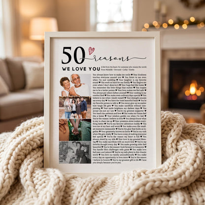 50 Reasons We Love You Photo Collage - Personalized Canvas Print