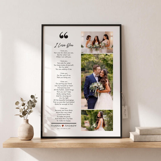 Custom Wedding Photo Collage Print with Poem, Anniversary Gift
