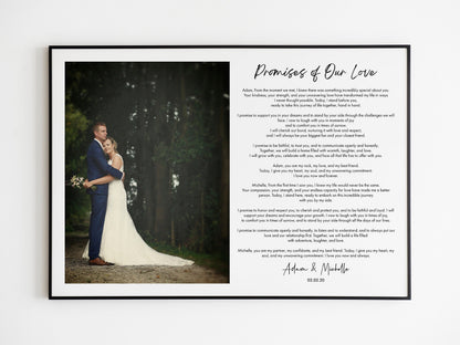 Wedding Vows Photo Print: Custom Poem Anniversary Gift