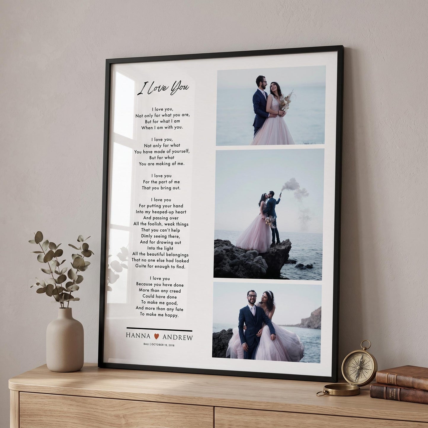 Custom Picture Frame Wedding Photo Collage: Poem Anniversary Gift for Husband Wife