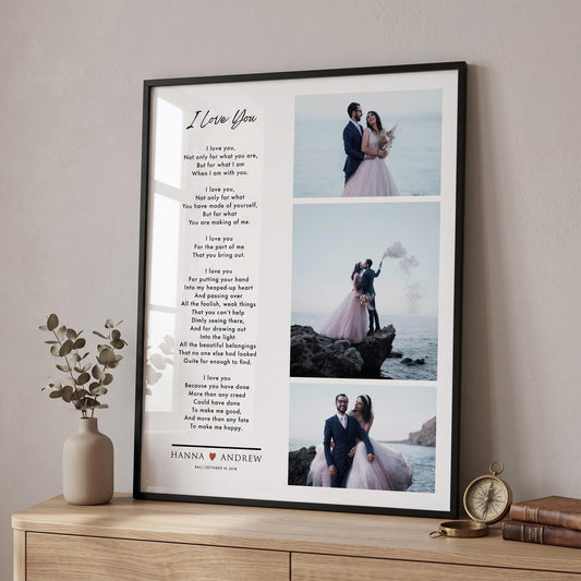 Custom Picture Frame Wedding Photo Collage: Poem Anniversary Gift for Husband Wife