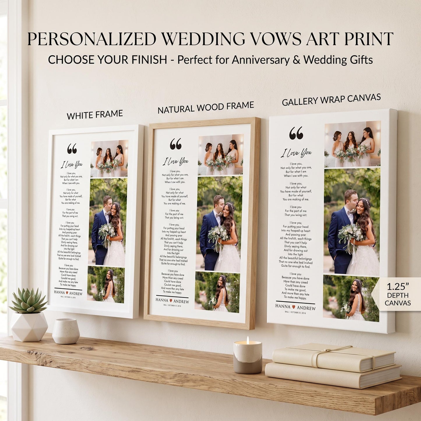Custom Wedding Photo Collage Print with Poem, Anniversary Gift