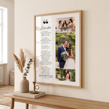 Custom Wedding Photo Collage Print with Poem, Anniversary Gift