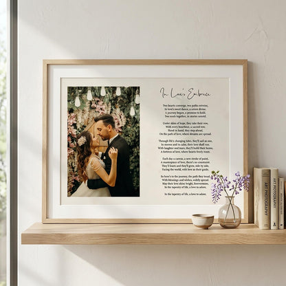 Custom Poem Print with Photo on Framed Canvas: Wedding Song Lyrics, Newlywed Gift
