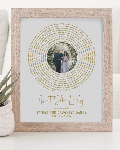 Father of the Bride Gift: Sentimental Song Lyrics Wall Art for Christmas Keepsake