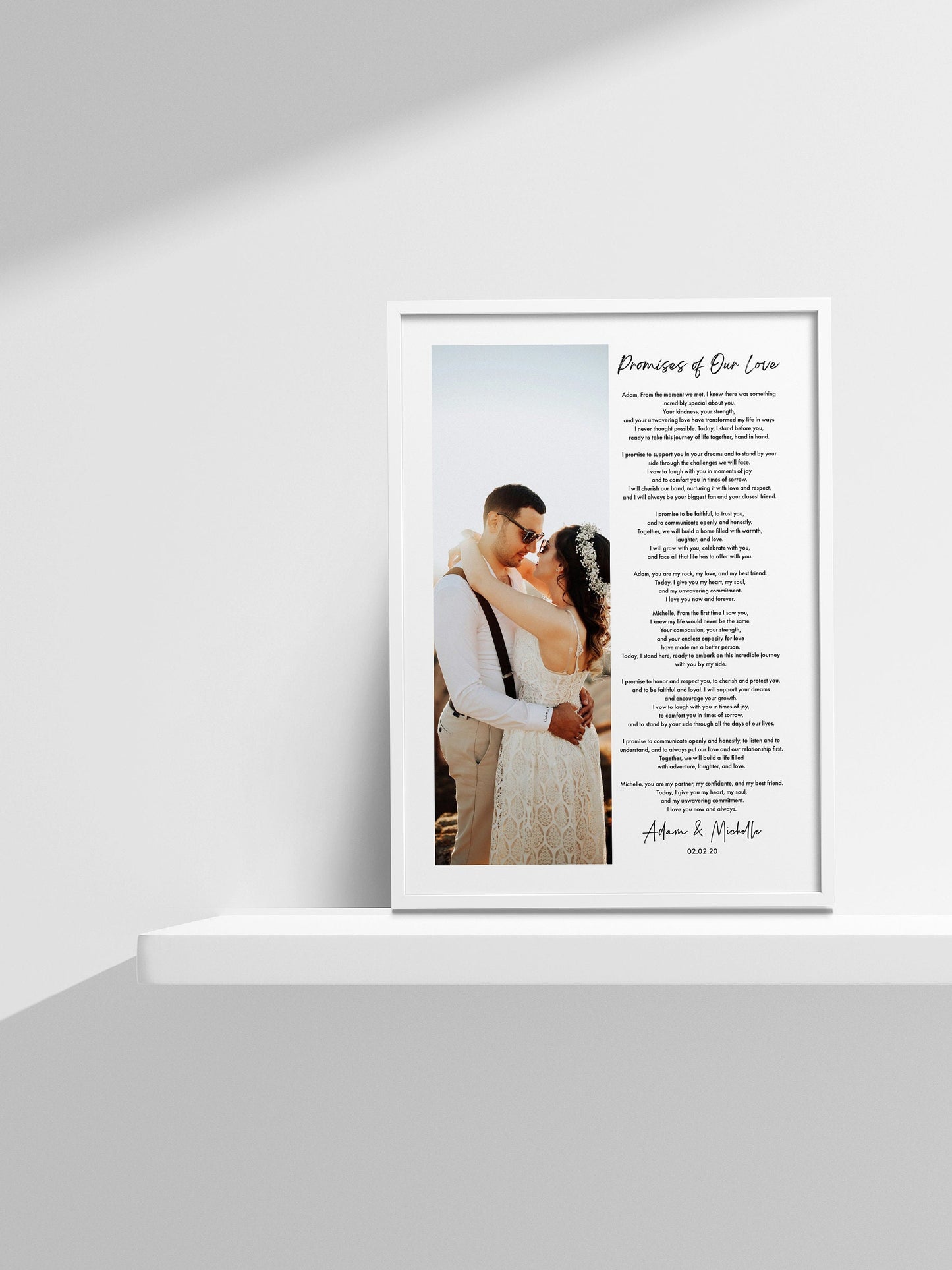 Wedding Vows Photo Print: Custom Poem Anniversary Gift