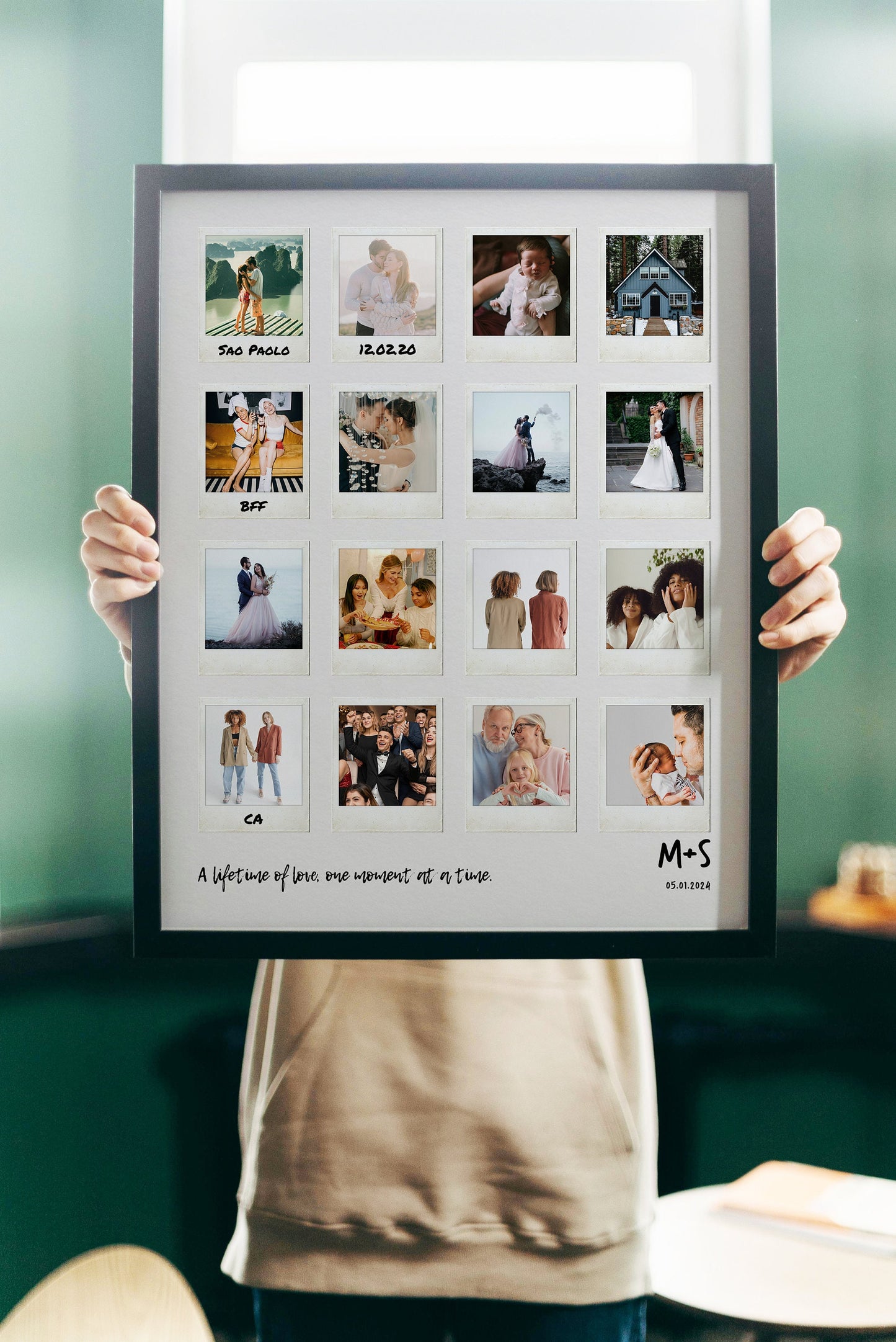 Photo Collage Print – Polaroid Style Anniversary Engagement Wedding Gift