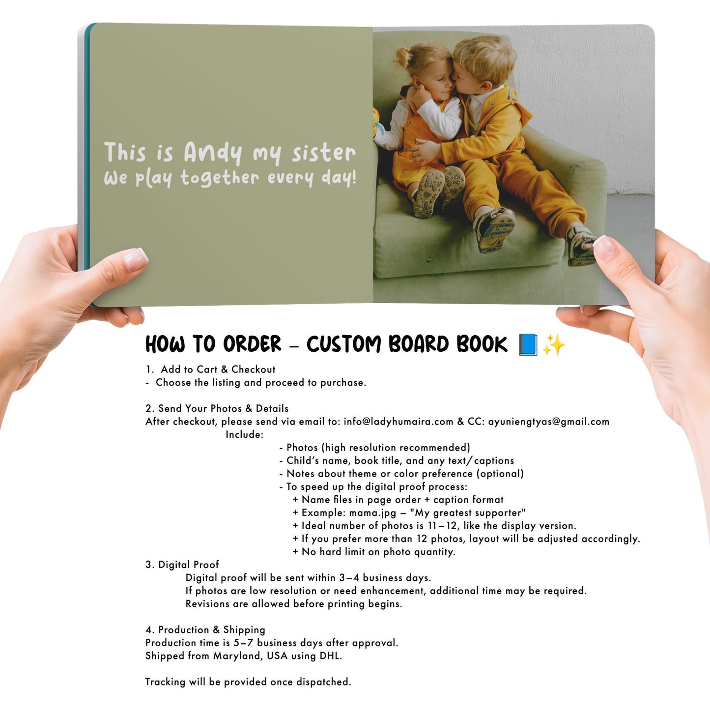 Custom Baby Board Book: First Birthday Toddler Personalized Photo Memory Keepsake