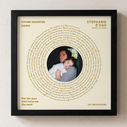 Father Daughter Dance: Wedding Song, Custom Vinyl Lyrics Print for Bride and Christmas Gift