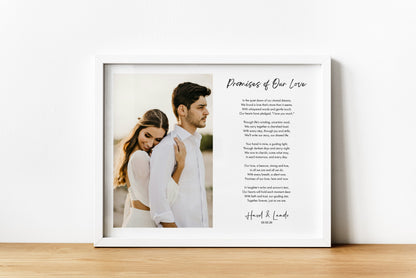 Wedding Vows Photo Print: Custom Poem Anniversary Gift