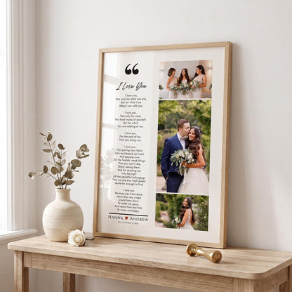 Custom Wedding Photo Collage Print with Poem, Anniversary Gift