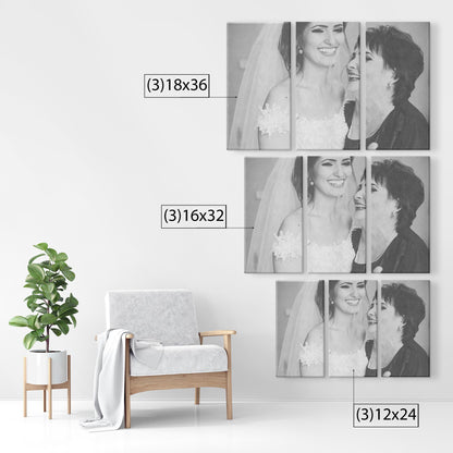 Mother Of The Bride Gift : 3 Panel Set Wedding Photo Canvas Print Triptych Wall Art