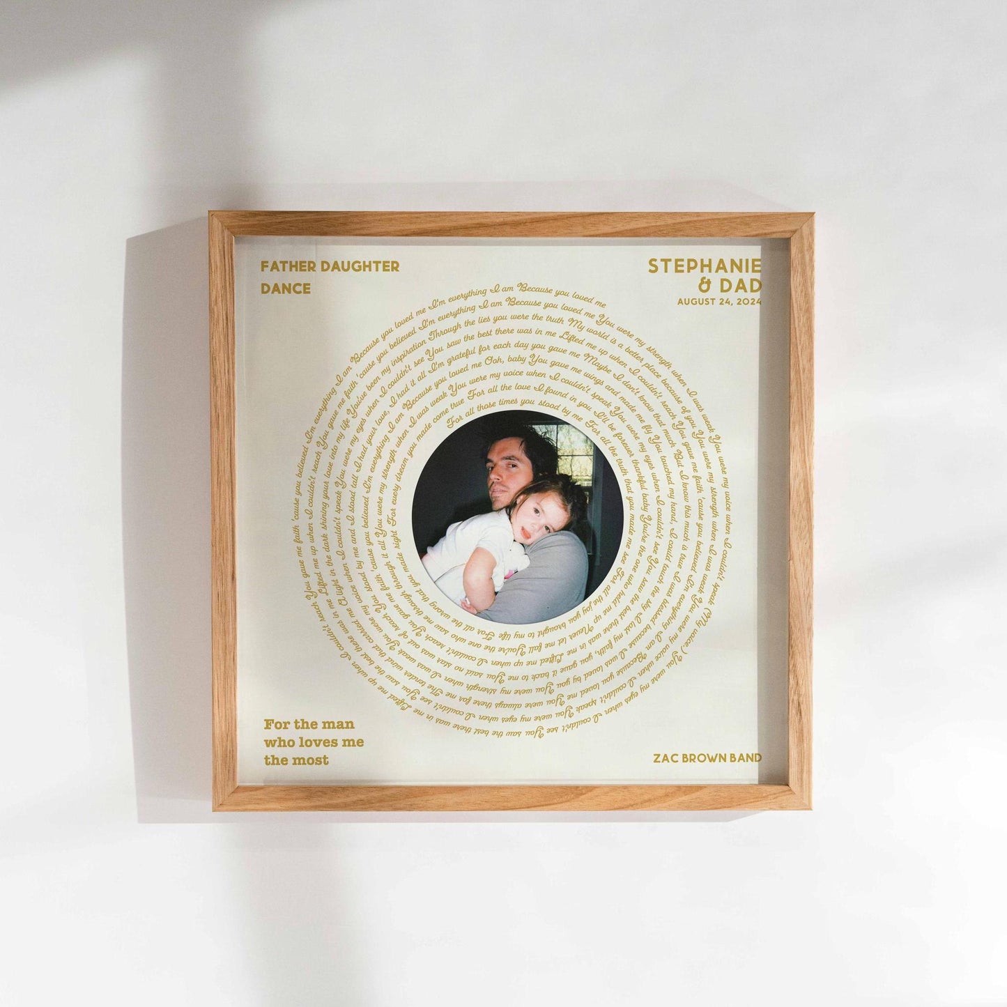 Father Daughter Dance: Wedding Song, Custom Vinyl Lyrics Print for Bride and Christmas Gift