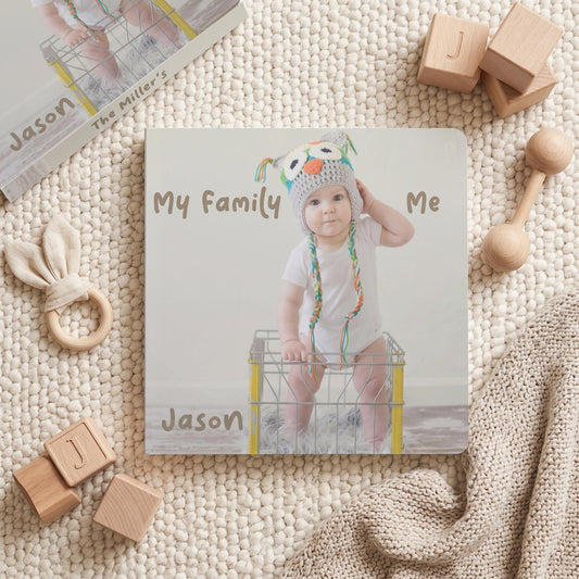 Custom 1st Birthday Board Book for Baby | Personalized Family Photo Album