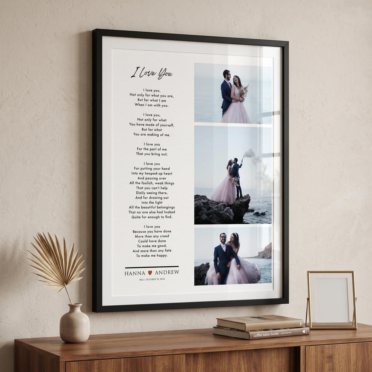 Custom Picture Frame Wedding Photo Collage: Poem Anniversary Gift for Husband Wife