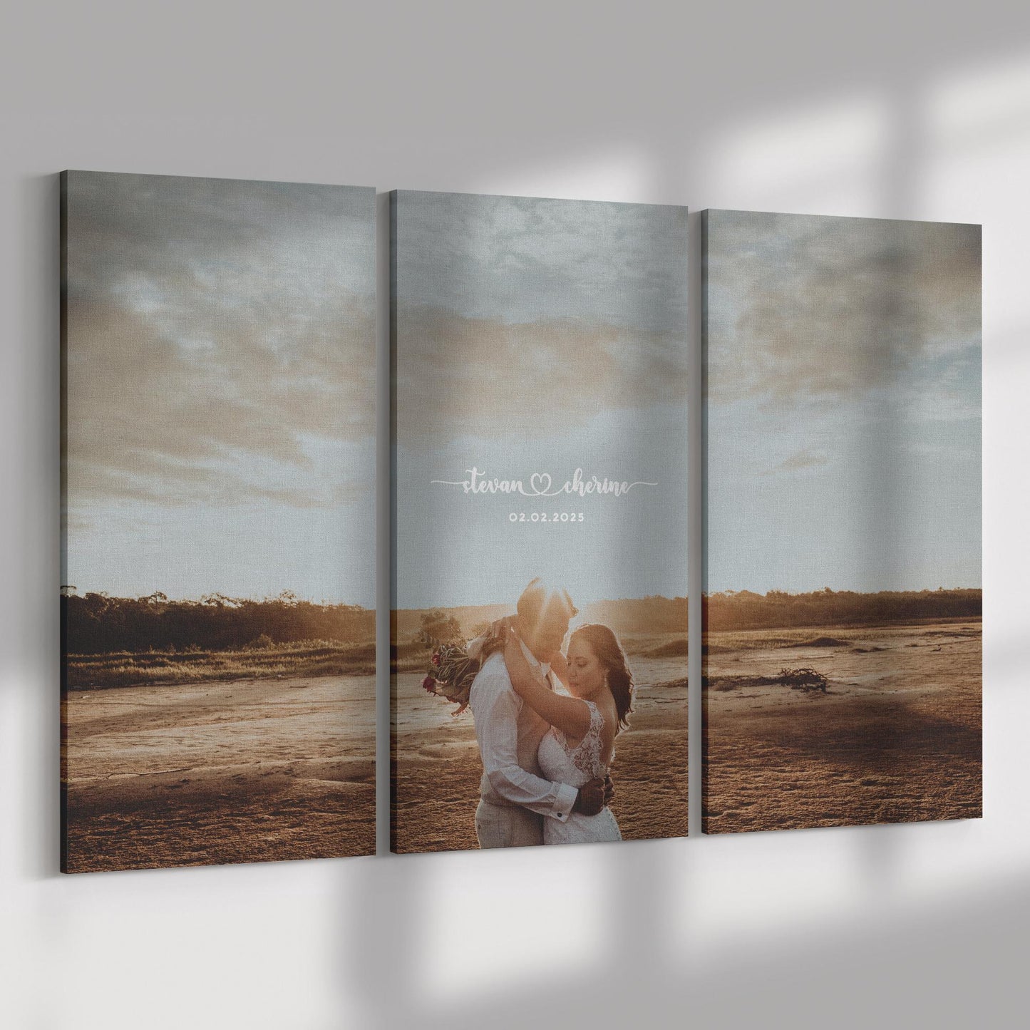 Mother Of The Bride Gift : 3 Panel Set Wedding Photo Canvas Print Triptych Wall Art