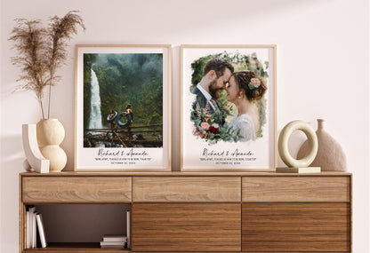 Watercolor Wedding Portrait - Framed Gift for Anniversary Wall Art