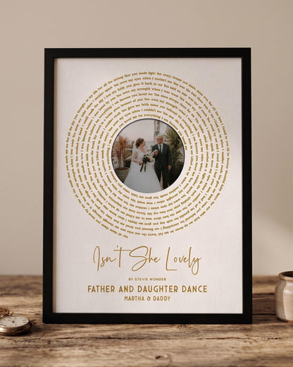 Father of the Bride Gift: Sentimental Song Lyrics Wall Art for Christmas Keepsake