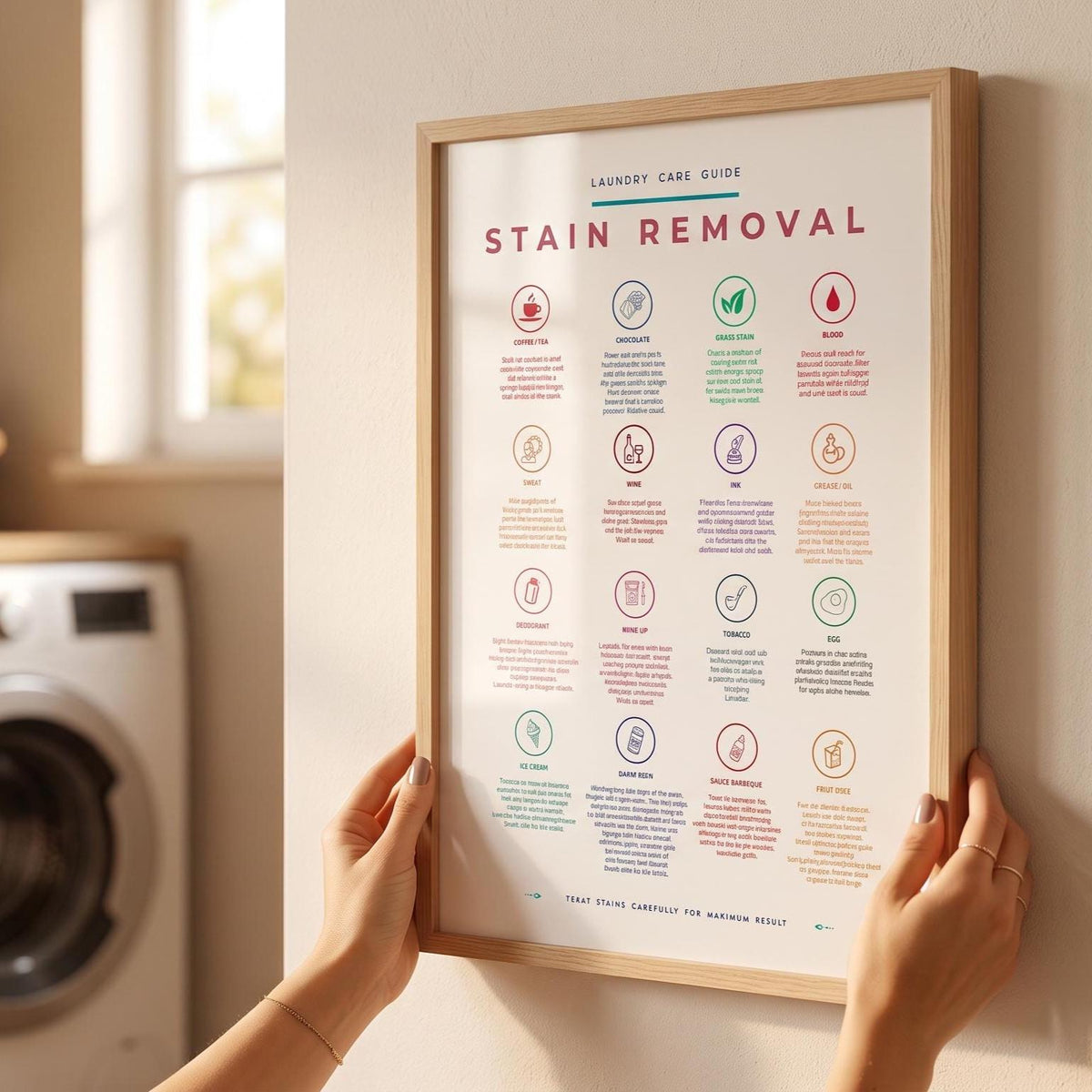 Laundry Room Symbols Guide Care Colorful Prints Poster