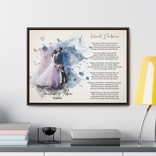 Wedding Song Lyrics with Watercolor Portrait: Anniversary Gift