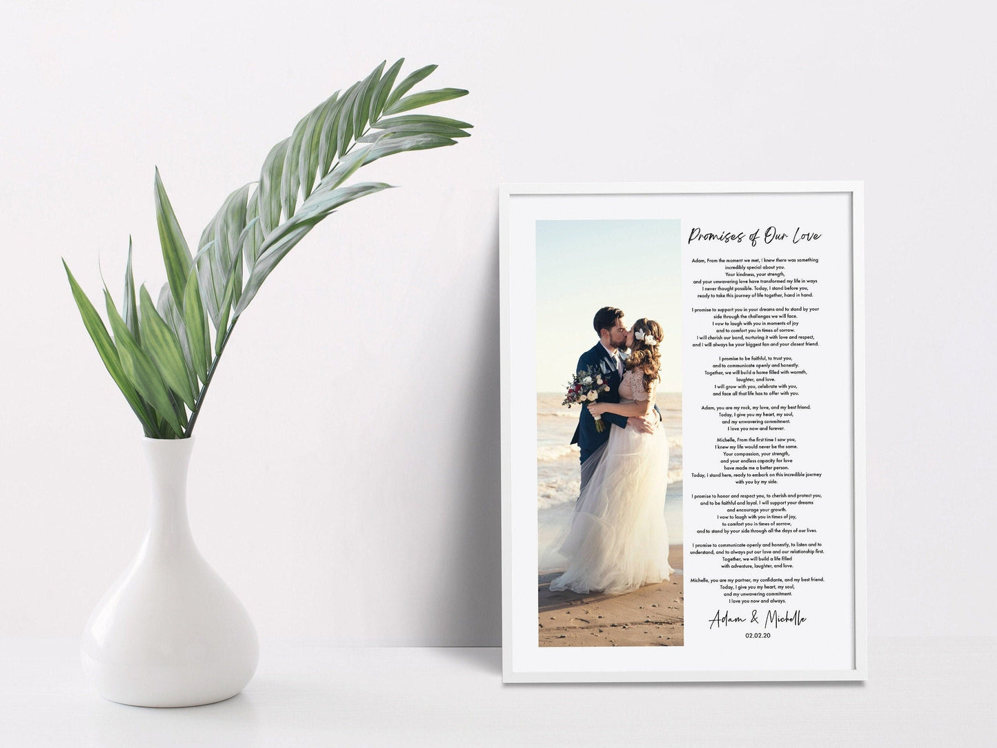 Wedding Vows Photo Print: Custom Poem Anniversary Gift