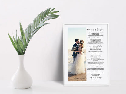 Wedding Vows Photo Print: Custom Poem Anniversary Gift