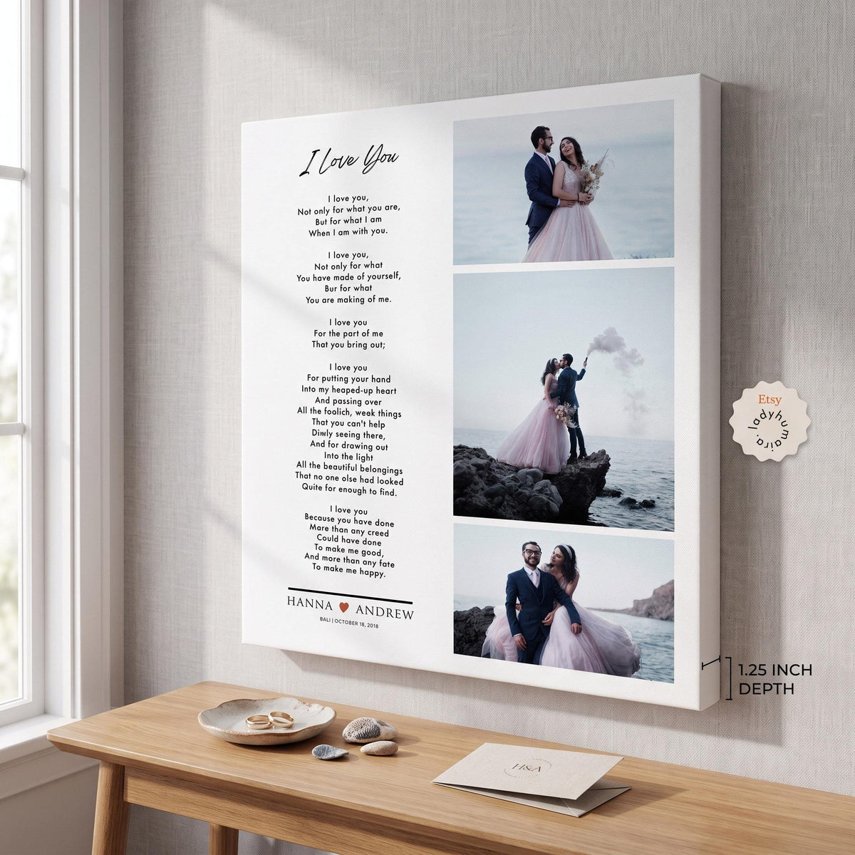 Custom Picture Frame Wedding Photo Collage: Poem Anniversary Gift for Husband Wife