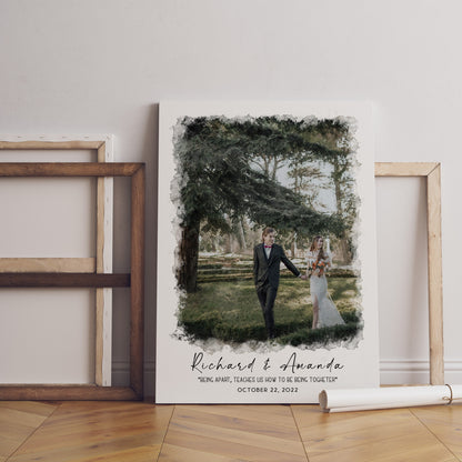 Watercolor Wedding Portrait - Framed Gift for Anniversary Wall Art