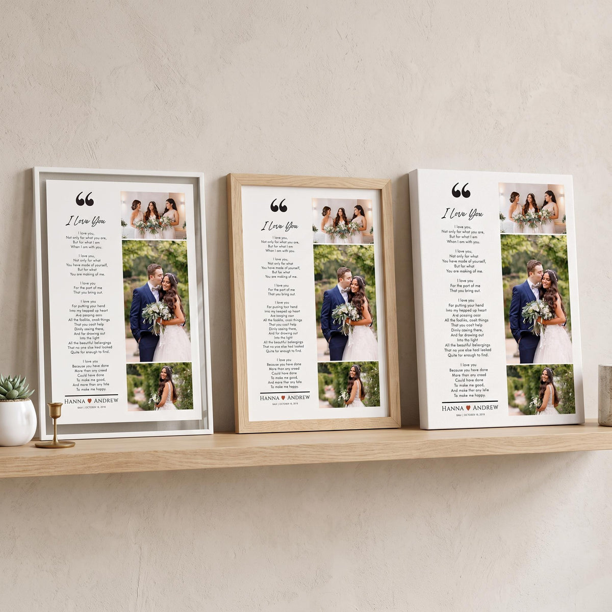 Custom Wedding Photo Collage Print with Poem, Anniversary Gift